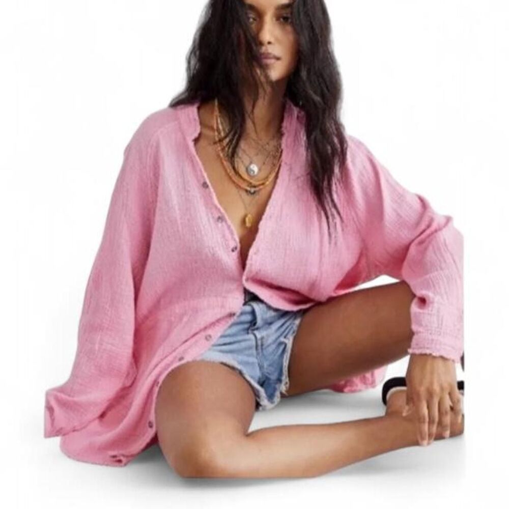 Free People We the Free Summer Daydream Gauze button-down shirt - Large Boho